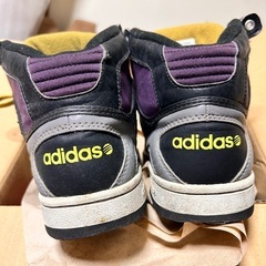 【25cm】adidas アディダス スニーカー 紫 パープル 黄色 イエローの画像