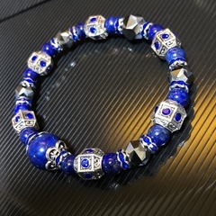 ラピスラズリ ヨーロピアン 幾何学 天然石ブレスレットの画像