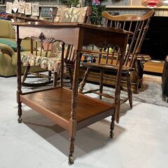 E4★アンティークワゴン★キッチンワゴン タイルトップ 50cm×77cm ヴィンテージ 西洋 インテリア 店舗什器 の画像