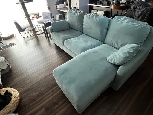 IKEA ソファ VINLIDEN 3人がけ ライトターコイズ カウチソファ