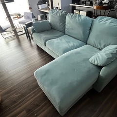 IKEA ソファ VINLIDEN 3人がけ ライトターコイズ カウチソファの画像