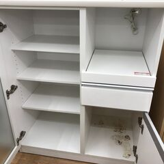 ★リユースのサカイ春日部店★KJ11152 ニトリ レンジ台 ホワイト H111×W90×D50 クリーニング済みの画像