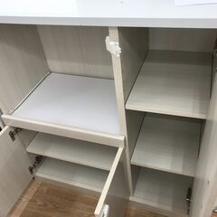 ★リユースのサカイ春日部店★KJ11155  レンジ台 ホワイト H89×W80×D40 クリーニング済みの画像