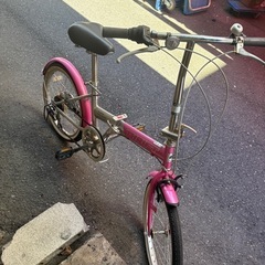 変速付　折りたたみ自転車　ピンク