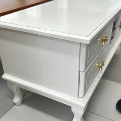 ★リユースのサカイ千葉中央店★期間限定割引有  テレビ台 ホワイト H45×D40×W120 クリーニング済み TC4094の画像