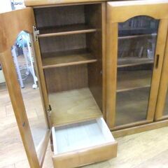 サイドボード 幅149×奥43×高90 旭川家具 マルトミ 収納家具 食器棚 カップボード 本棚 多目的棚 コレクションボード 札幌市厚別区 厚別店の画像