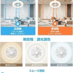 新品未使用！LEDシーリングライトファン天井照明星空効果 6~8畳 無階段調光調色 日光/冷光/暖光 タイマー機能 メモリー機能 工事不要の画像