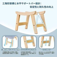 【新品】木製スツール フットスツール 柔らかクッション 北欧風 組立式 グレー おしゃれの画像
