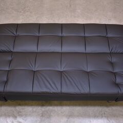 ≪yt1992ジ限≫ 美品 ニトリ 傷・汚れに強い合成皮革 ソファベッド Nシールド マークスAM BK 幅183cm ブラック 合皮 202312 1210717 背もたれと肘掛けが動く リクライニングソファ/手動/ラチェット式/中古家具/宮城県仙台市 70801-04の画像