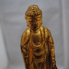  [1444]阿弥陀如来像　置物　金メッキ　約28cm　コレクションの画像