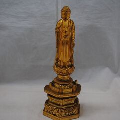  [1444]阿弥陀如来像　置物　金メッキ　約28cm　コレクション