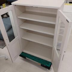 【ドリーム尾浜店】ミニ食器棚　WH　※シミあり　高さ(H)90×幅 (W)59×奥行(D)29(cm)の画像