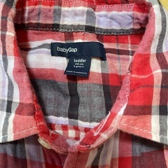 baby Gap 半袖 チェックシャツ 110サイズ レッドの画像