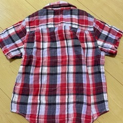 baby Gap 半袖 チェックシャツ 110サイズ レッドの画像