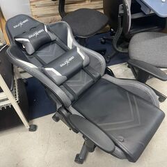 ゲーミングチェア　No.3732　リクライニング、高さ調整可能　グレー　※合皮破れあり　【リサイクルショップどりーむ天保山】の画像