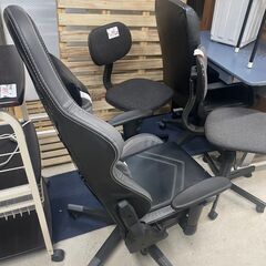 ゲーミングチェア　No.3732　リクライニング、高さ調整可能　グレー　※合皮破れあり　【リサイクルショップどりーむ天保山】の画像