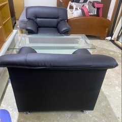 応接セット　椅子2脚　ガラステーブル1台  リサイクルショップ宮崎屋　住吉店25.8.4の画像