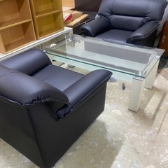 応接セット　椅子2脚　ガラステーブル1台  リサイクルショップ宮崎屋　住吉店25.8.4の画像