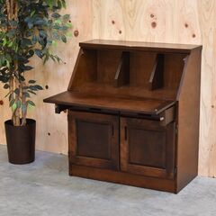 ≪zyt2380ジ≫ 大雪木工 ライティングビューロー 北国 旭川家具/ヴィンテージ家具 チェスト/引き出し/机/デスク/中古家具/宮城県仙台市 70731-01の画像