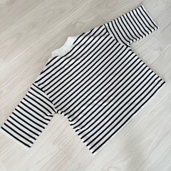 GU ジーユー トップス ボーダー 半袖Tシャツ 綿混合 マリン size:Sの画像