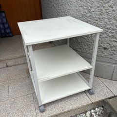 イーサプライ プリンター台 3段 A3 大型 木製 幅60cm 奥行60cm 高さ70cm 耐荷重50kg キャスター付き ホワイトの画像