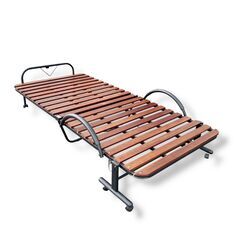 25Y044 ジ ファミリー・ライフ 桐すのこ折りたたみベッド ブラウン シングル 幅98cm×長さ208cm 中古品の画像
