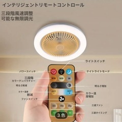 新品　ファンライト E27ネジ取り付け 電源付 リモコン付　無段階調光 風速3段階調整の画像