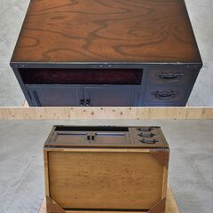≪zyt2382ジ≫ 三丸家具工芸 和箪笥型テレビ台 幅75cm 高さ50cm 和風/TVボード/ローボード/欅/三丸民芸/大川家具/中古家具/宮城県仙台市 70731-15の画像
