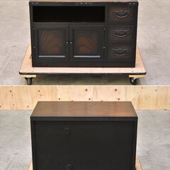 ≪zyt2382ジ≫ 三丸家具工芸 和箪笥型テレビ台 幅75cm 高さ50cm 和風/TVボード/ローボード/欅/三丸民芸/大川家具/中古家具/宮城県仙台市 70731-15の画像