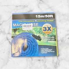 【新品未使用】伸びるホース 散水 ホース ノズル のびる リール 伸縮 15m 3倍に伸びるの画像