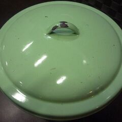 昭和レトロ ほうろうタンク 口径21cm 蓋付き ホーロー容器 寸胴 琺瑯 保存容器 ほうろう ホーロー 札幌市東区 新道東店の画像