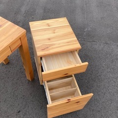 【kj180】中古家具 学習机 デスクワゴン付き 木製 パイン材 デスク テレワーク　検)一人暮らし　ファミリー　冷蔵庫　洗濯機　オフィス　事務　テーブル　ラック　収納　家具　ソファ　キッチンの画像