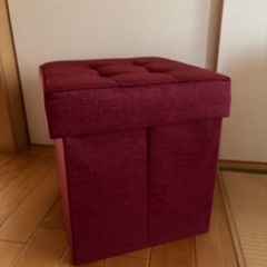 収納スツール　椅子　ボックス　オットマン　ワインレッドの画像