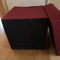 収納スツール　椅子　ボックス　オットマン　ワインレッドの画像