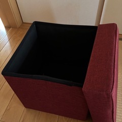 収納スツール　椅子　ボックス　オットマン　ワインレッドの画像