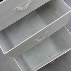 木製天板 3段チェスト ホワイト 幅59㎝ 不織布引き出し 衣類収納 ランドリーチェスト 札幌 手稲の画像