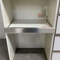 アヤノクラフト/綾野製作所 キッチンボード 幅120 全段ソフトクローズ モイス ホワイト レンジ台 食器棚  中古家具 店頭引取歓迎 R9891の画像