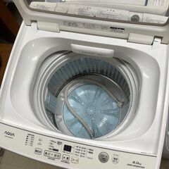 リサイクルショップどりーむ荒田店　No4305 洗濯機　少し訳アリ　アクア　8kg容量　2019年製　蓋付け根に若干ヒビあり　動作異常なしの画像
