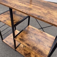 【受付中断】【kj182】美品 キッチン収納 レンジ台 キッチンラック レンジラック レンジボード キッチンワゴン　インダストリアル風 ヴィンテージライク　検)一人暮らし　ファミリー　冷蔵庫　洗濯機　オフィス　事務　テーブル　ラック　収納　家具　ソファ　キッチンの画像