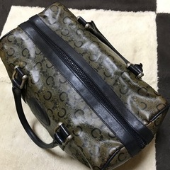 正規品 オールドセリーヌ ミニボストンバッグ PVC&レザー ベージュ×濃紺の画像