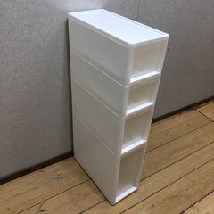  スリム収納ケース 4段チェスト 白 ホワイト プラスチック 衣装ケース 衣類収納 押入れ収納 タンス 整理棚 スリムチェスト 衣類収納ケース 引き出しタイプ　250804-23の画像