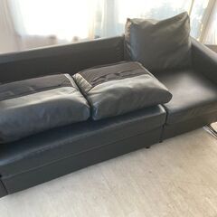 ソファー　3人がけソファー合皮　 中古　格安早いもの勝ち　ブラックの画像