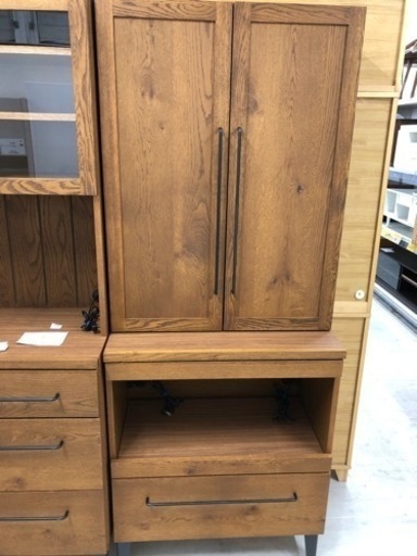 レンジボード　2枚扉　一段　ブラウン【トレファク堺福田】