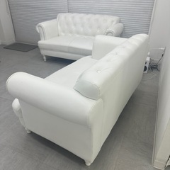 レザーソファー二人用　オフホワイトの画像