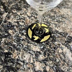 紀州漆器 ぬりもん de Verre ワイングラス 蒔絵 万葉鶴 黒 の画像