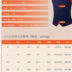 加熱ベスト16箇所発熱 前後独立スイッチ 速暖 洗濯可 L バッテリー別売 の画像