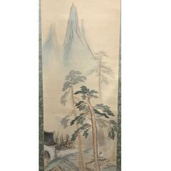 堂本印象 春景山水 二重箱 肉筆 日本画 掛軸の画像