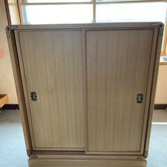 【中古/長期保管品】■和風引き戸シューズボックス（下駄箱）■幅880mm×奥行405mm×高さ1030mm■の画像