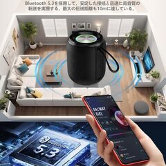 【2025 卓越した音質 活力あふれる音符】Bluetoothスピーカー ポータブルスピーカー 重低音強化 Bluetooth5.3 LEDライト付き Type-C充電 IPX6.5防水規格 TWS機能/TFカード/AUX対応 マイク内蔵 完全ワイヤレス 車載の画像