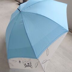 値下げ　60cm傘　キジトラ猫　水色の画像